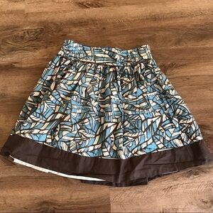 FOREVER 21 Skirt Juniors Size S Mini Cotton Multicolor Floral Print Blue Brown